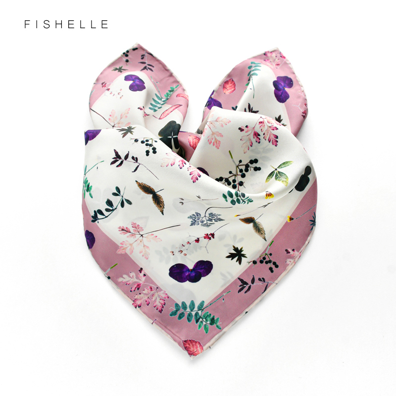 Rose rural petite fleur cassée 100% soie petite écharpe carrée sergé femme soie naturelle 50x50 carré hijab châle dames cadeaux