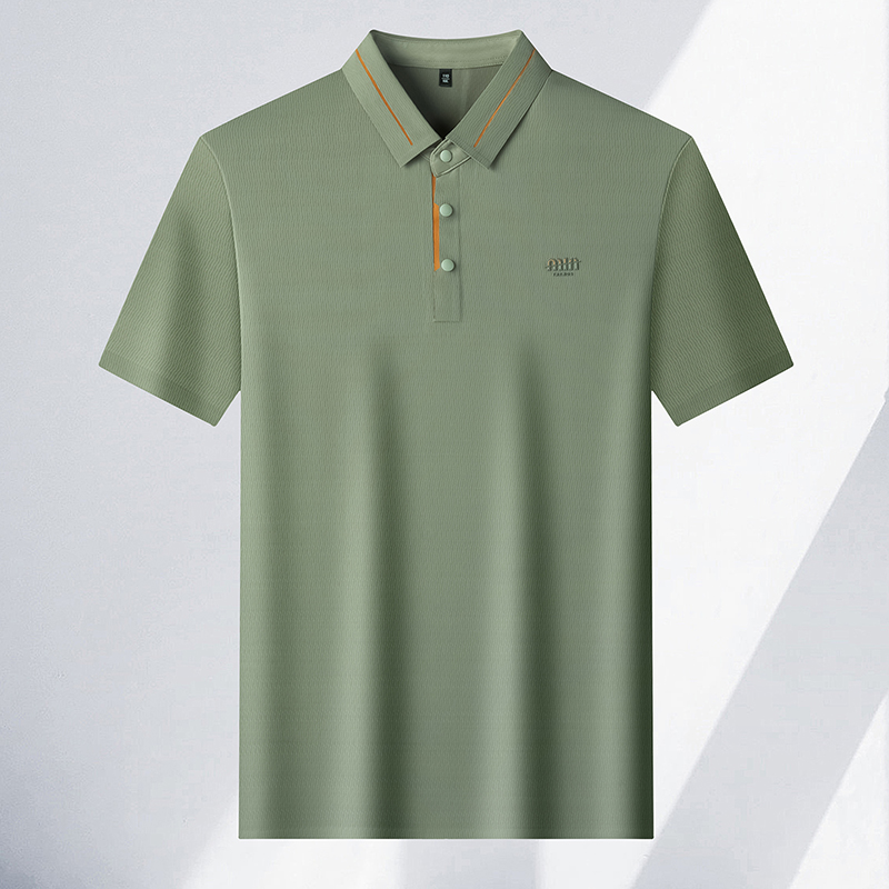 Luxe marque glace soie manches courtes polo shirt homme été mode lettre en Gaufrage confort respirant loisir haut de gamme T-shirt