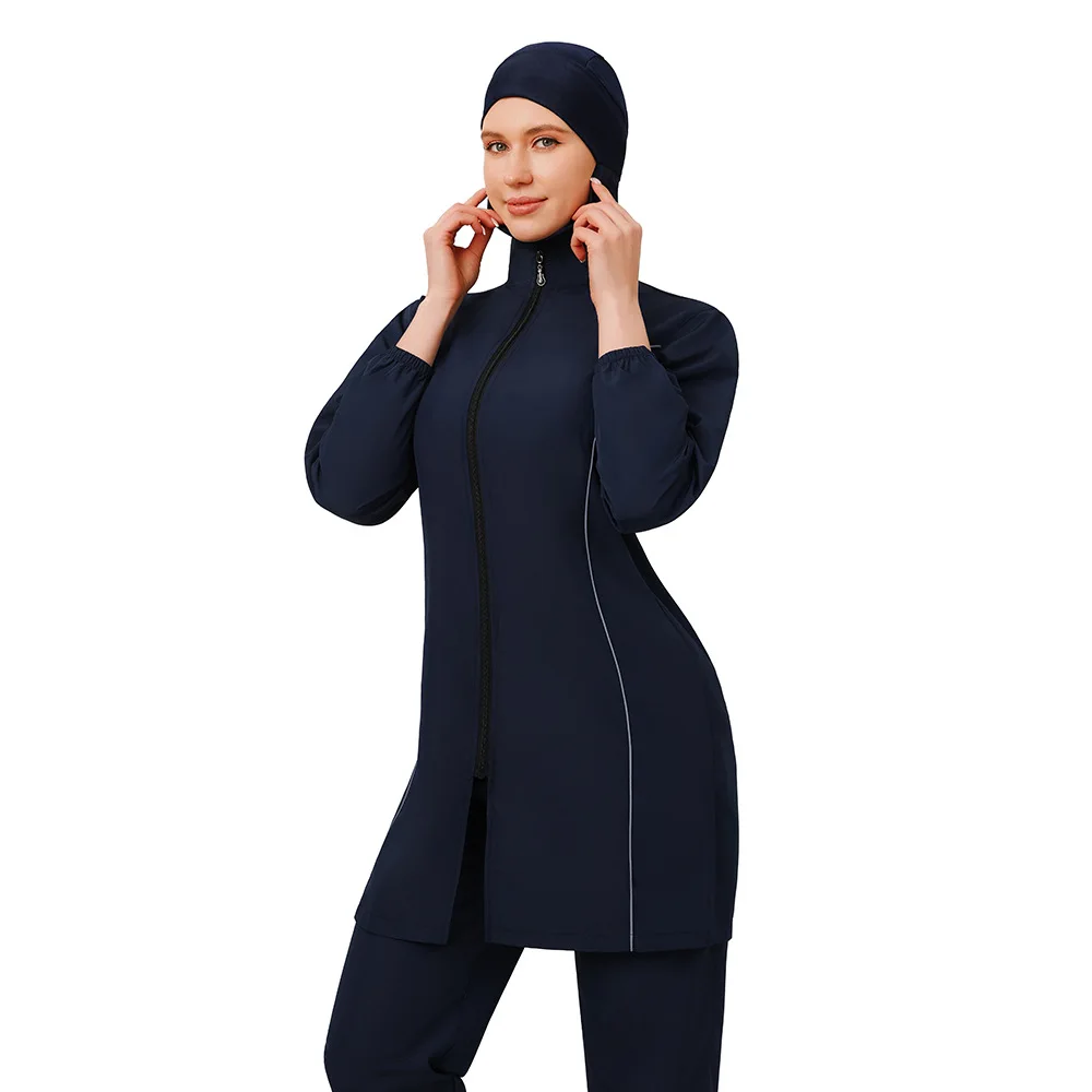 Ensemble de 3 pièces de maillots de bain modestes musulmans pour femmes, Burkini, Abayas, Hijab, manches longues, couvrant entièrement le corps, tenue de bain islamique