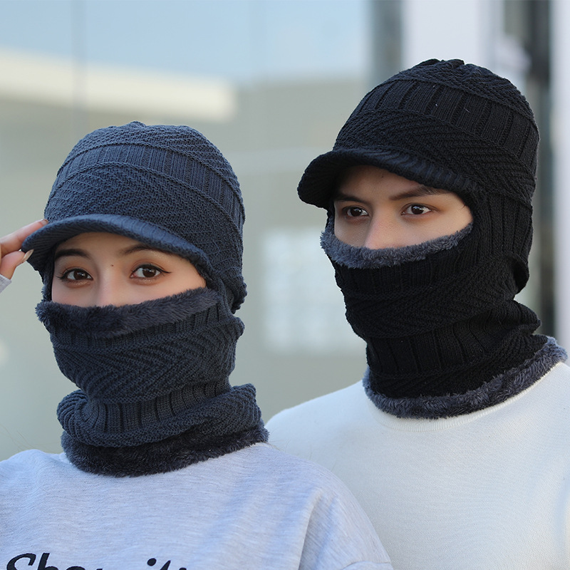 Chapeau d'hiver pour hommes Skullies bonnets chapeaux bonnets d'hiver pour hommes femmes laine écharpe casquette cagoule masque Bonnet tricoté chapeau pour femmes