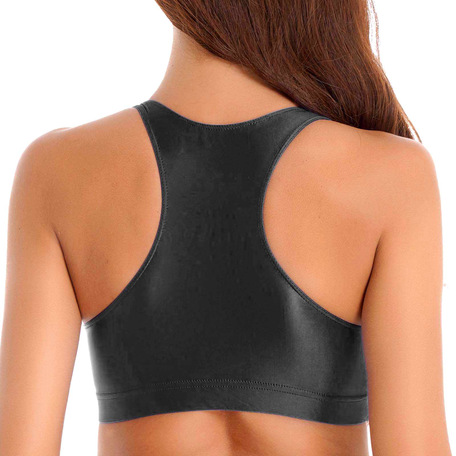 Hauts courts de sport pour femmes, débardeur brillant à col en U, couleur unie, pour vêtements de sport, entraînement, course à pied, Fitness, Yoga