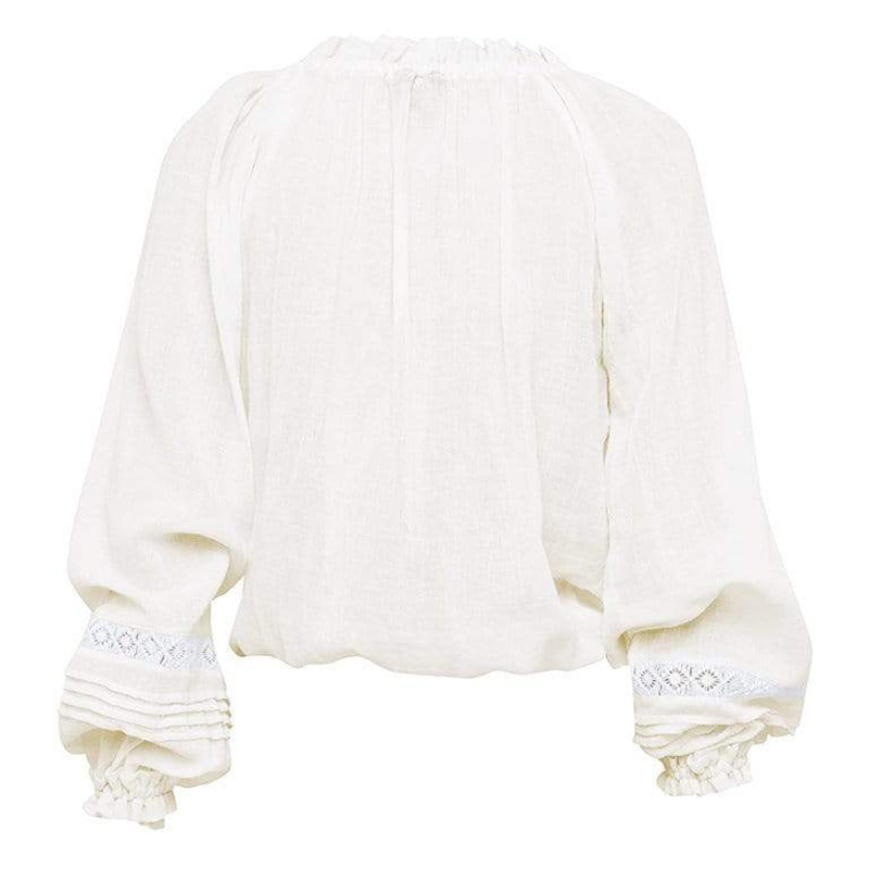 TEELYNN manches longues lanterne col en V dentelle Blouses chemises femmes haut Vintage blanc coton boho automne Blouse fête dame blusas