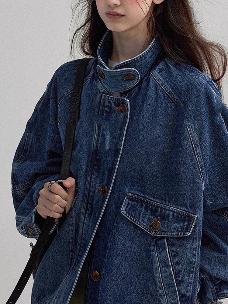 Veste en jean pour femmes, nouvelle veste en jean bleu rétro américain pour femmes, Design Unique, Style de vêtements de travail, automne 2025