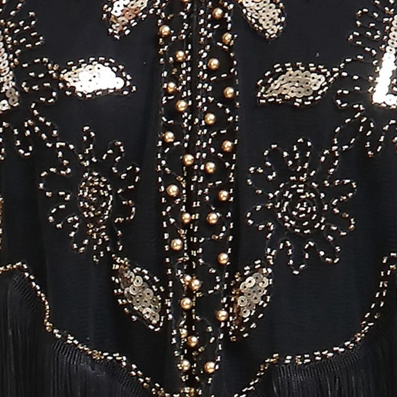 Châle à paillettes pour femme style années 20 avec franges perlées, en maille transparente, boléro Gatsby, cape de soirée