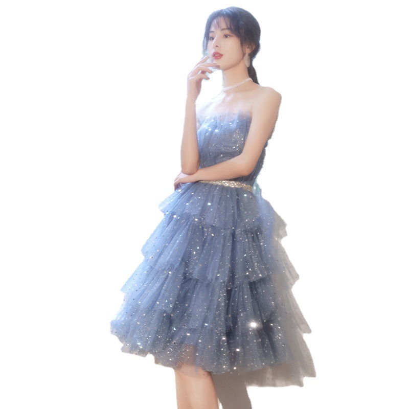 Robe de soirée princesse pour femmes, nouveau tempérament, fête d'anniversaire, Banquet, Super féerique, haut tubulaire, robe de remise de diplôme pour étudiantes, 2023