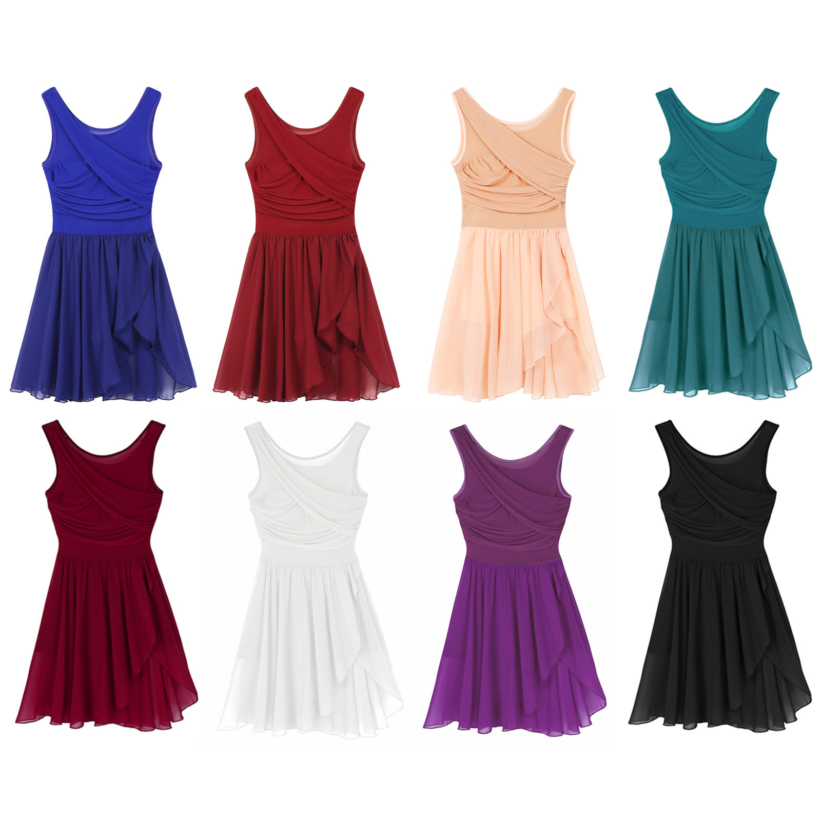 Robe de danse de Ballet pour femmes, en mousseline de soie, sans manches, maille transparente, justaucorps, vêtements de danse, Costume de spectacle de danse lyrique contemporaine moderne