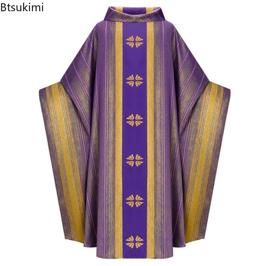 Costume d'Halloween pour homme 2026, vêtements d'église, chasuble de prêtre, robe catholique rétro, costume unisexe pour jeu de rôle à une fête d'Halloween