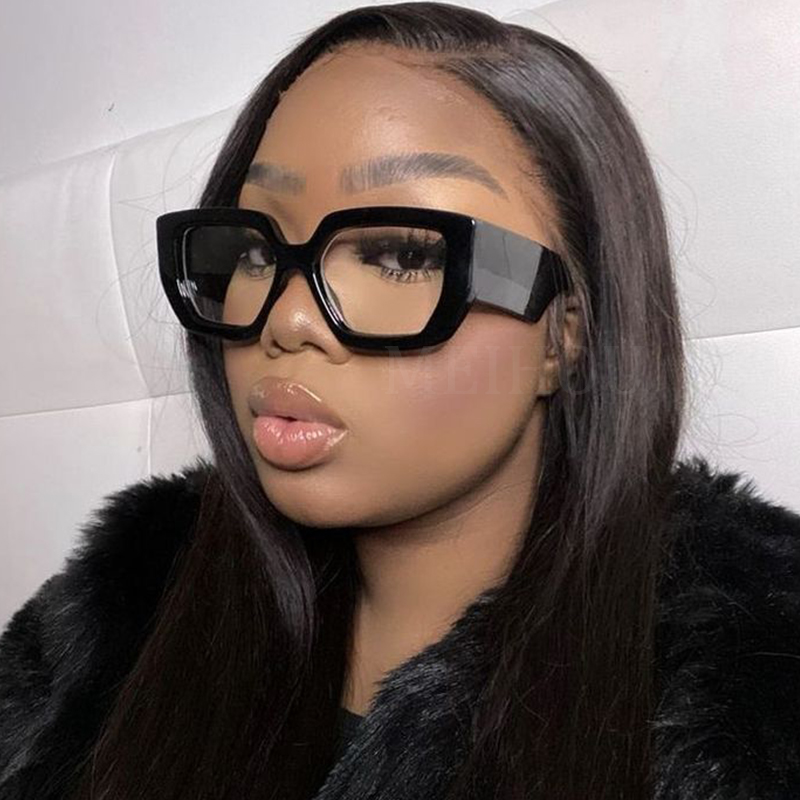 Lunettes carrées tendance pour femmes, grandes montures, colorées, transparentes, épaisses, de qualité féminine, avec monture