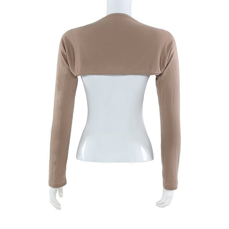 Boléro de protection UV pour femme, manches longues, couvre-bras anti-UV, couleur unie, en jersey de coton modal élastique