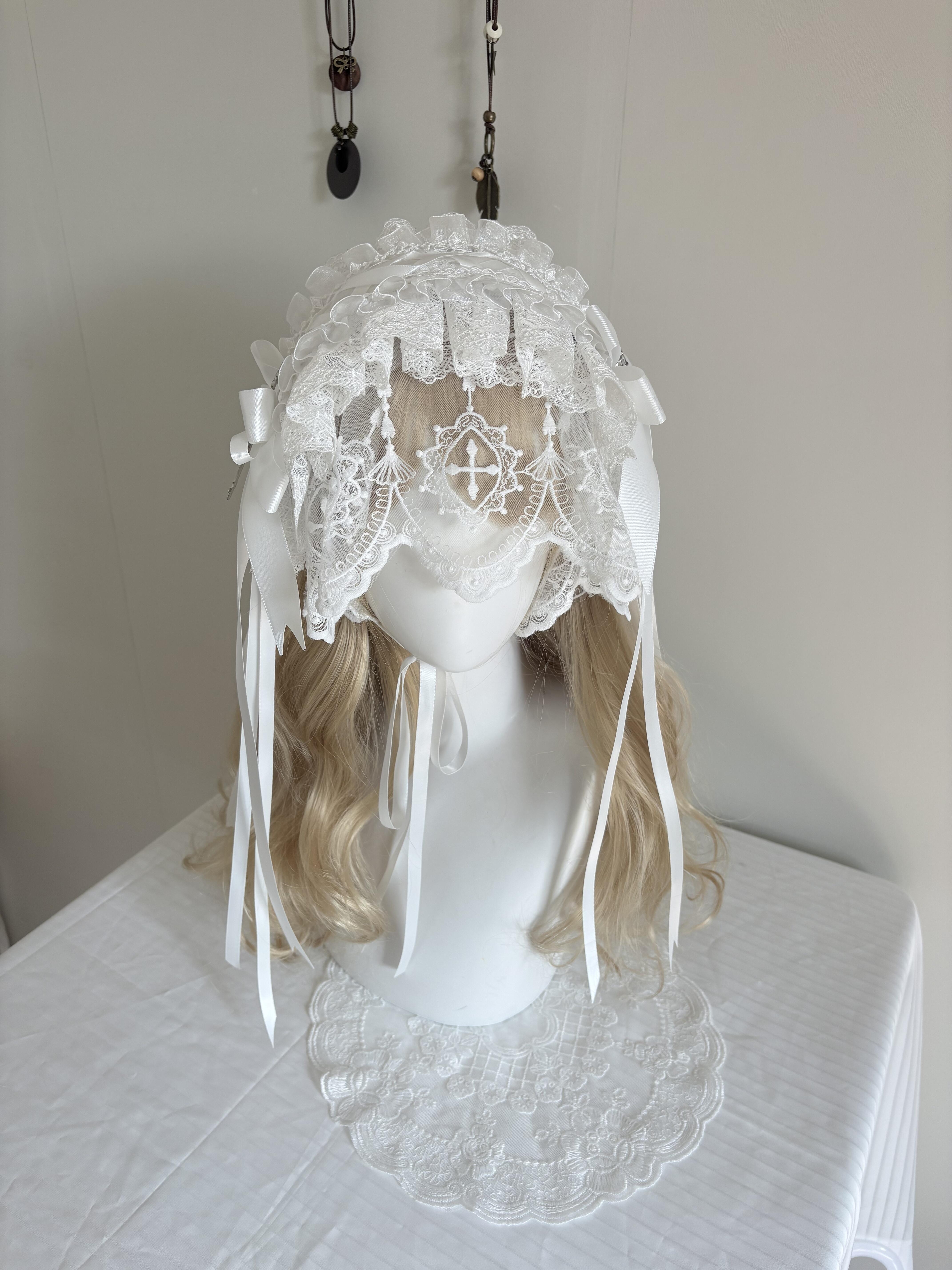 Voile de nonne gothique originale, bandeau d'Halloween, coiffe Lolita, style Dark Angel Subculture.