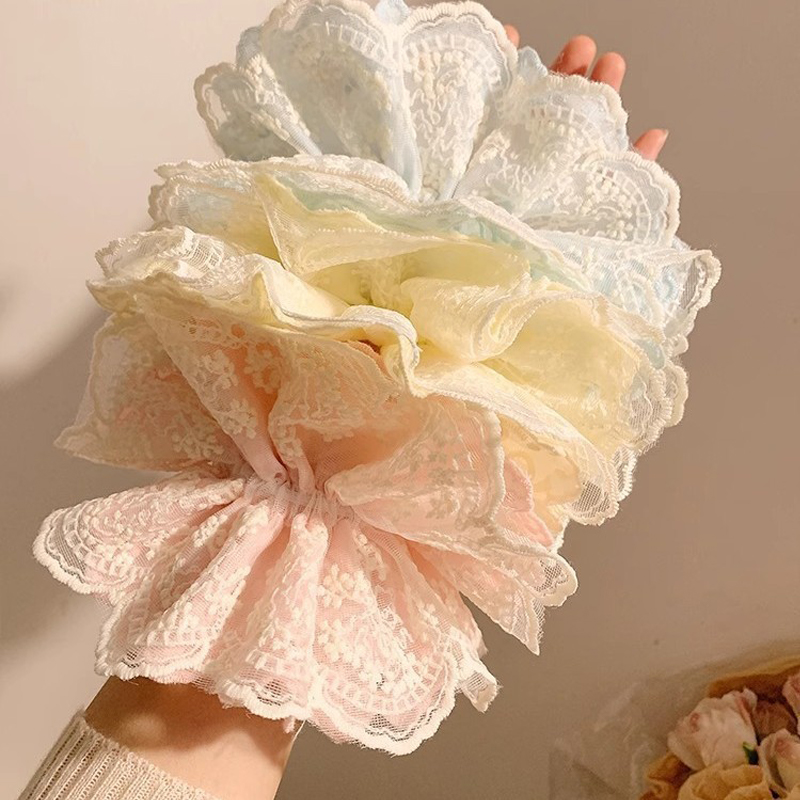 Chouchous pour cheveux femme, style coréen, en dentelle bleue, mignons, doux, Kawaii, accessoires de mode polyvalents, accessoires capillaires de haute qualité