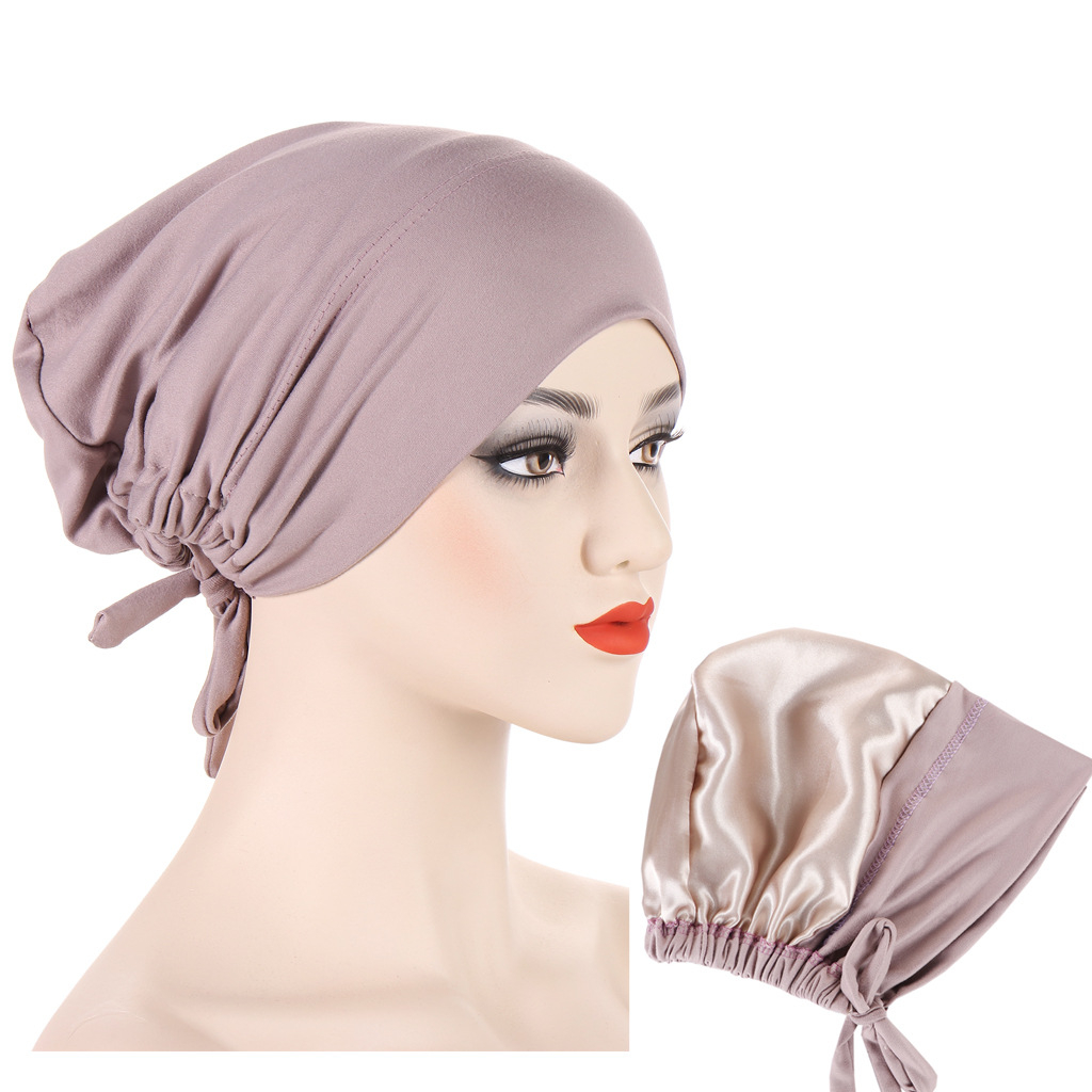 Nouveau Bonnet Hijab en Satin 2026 avec Lien, Sous-Hijab Instantané pour Femme, Turban Musulman Uni, Bandana, Foulard