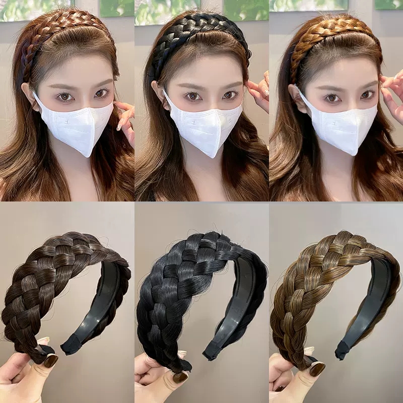 Bandeaux de perruque pour femmes, larges tresses en arête de poisson, cerceau de tête fait à la main, accessoires de coiffure, cadeau, 2023