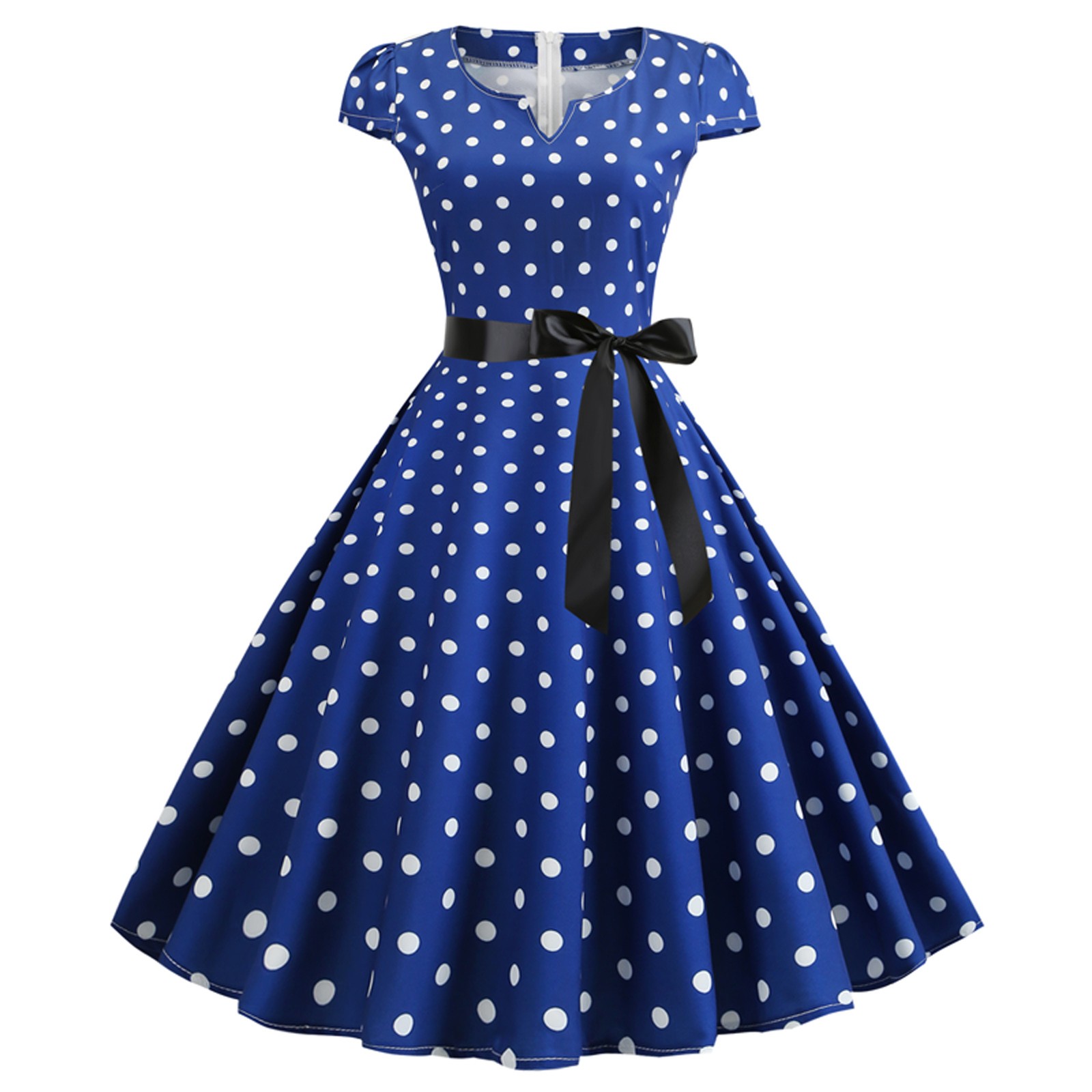 Femme robes rétro Audrey Hepburn années 1950 60 Rockabilly à pois imprimé nœud papillon Pinup Robe de bal Robe de soirée Robe robes
