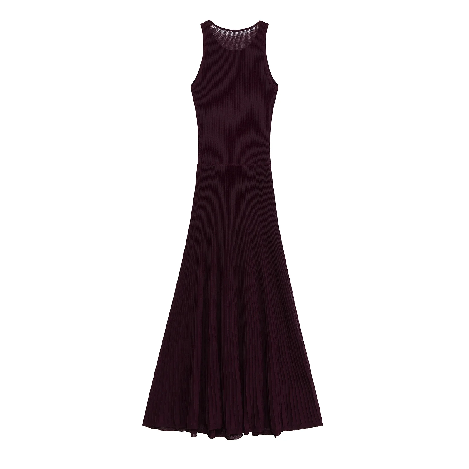 Femmes élégantes été moulante robe mi-longue pour les femmes Sexy col rond sans manches vacances plage fêtes et Club robe tenues 0014015