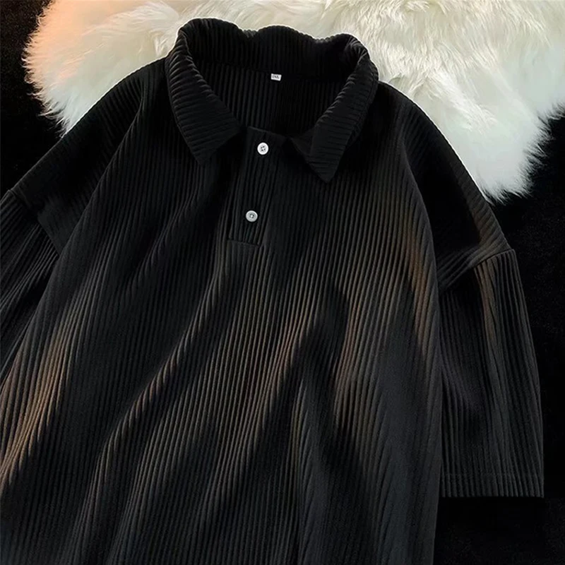 Polo décontracté à manches courtes pour hommes, chemise à rayures, t-shirt de rue, mode coréenne, vêtements d'été, modal