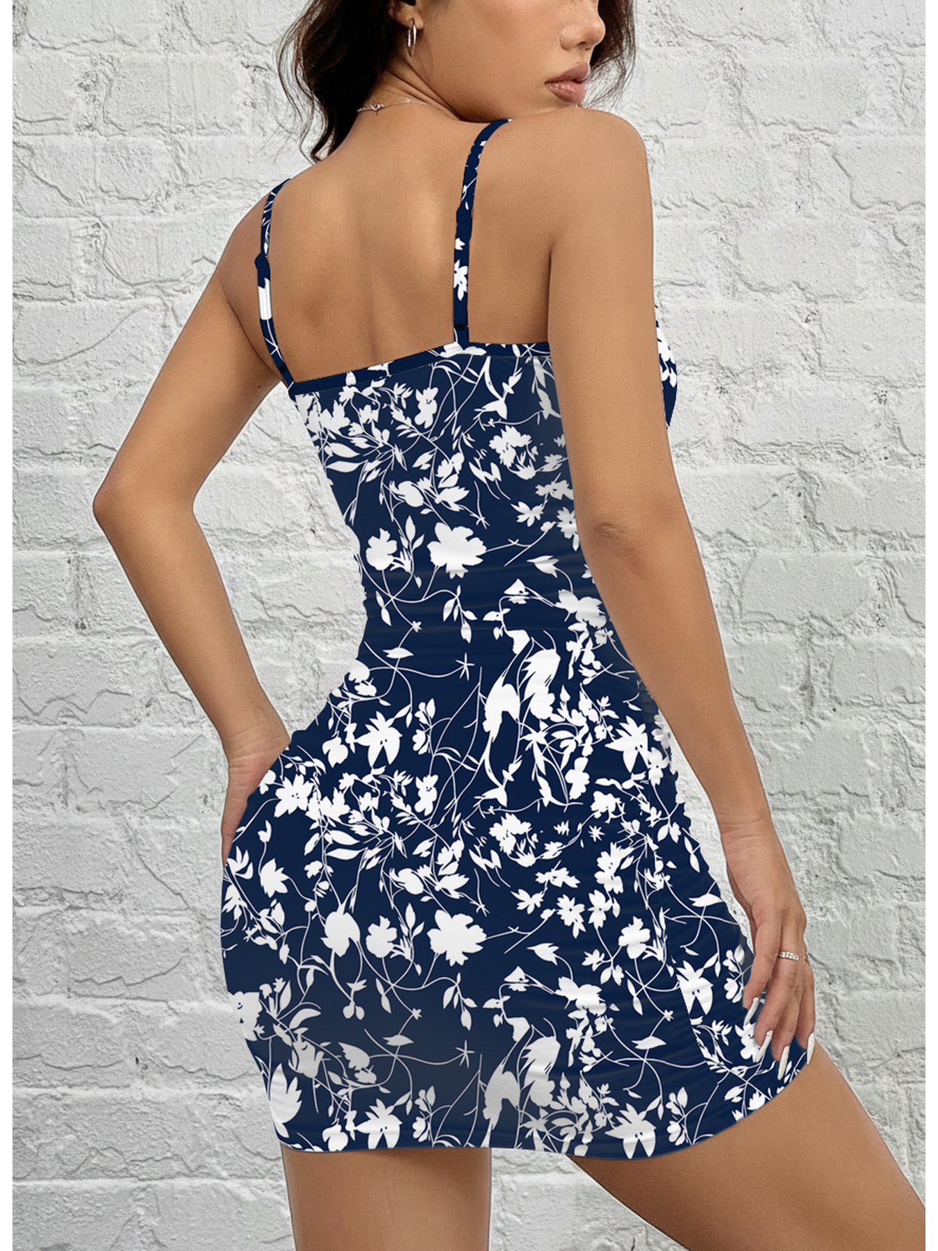 Robe d'été décontractée pour femmes, confortable, à imprimé floral, col carré, sans manches, à bretelles, jupe courte