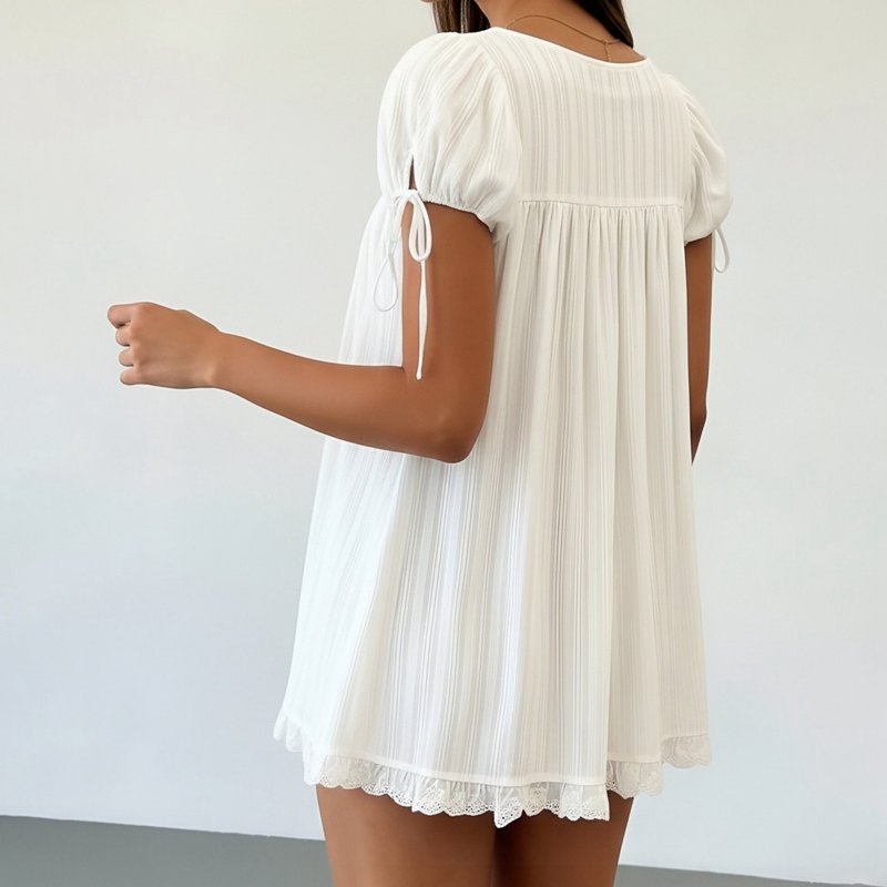 Robe de maternité bohème à manches bouffantes pour femme, col carré, coupe trapèze, mini-robe à volants, style féerique vintage, coupe ample et fluide