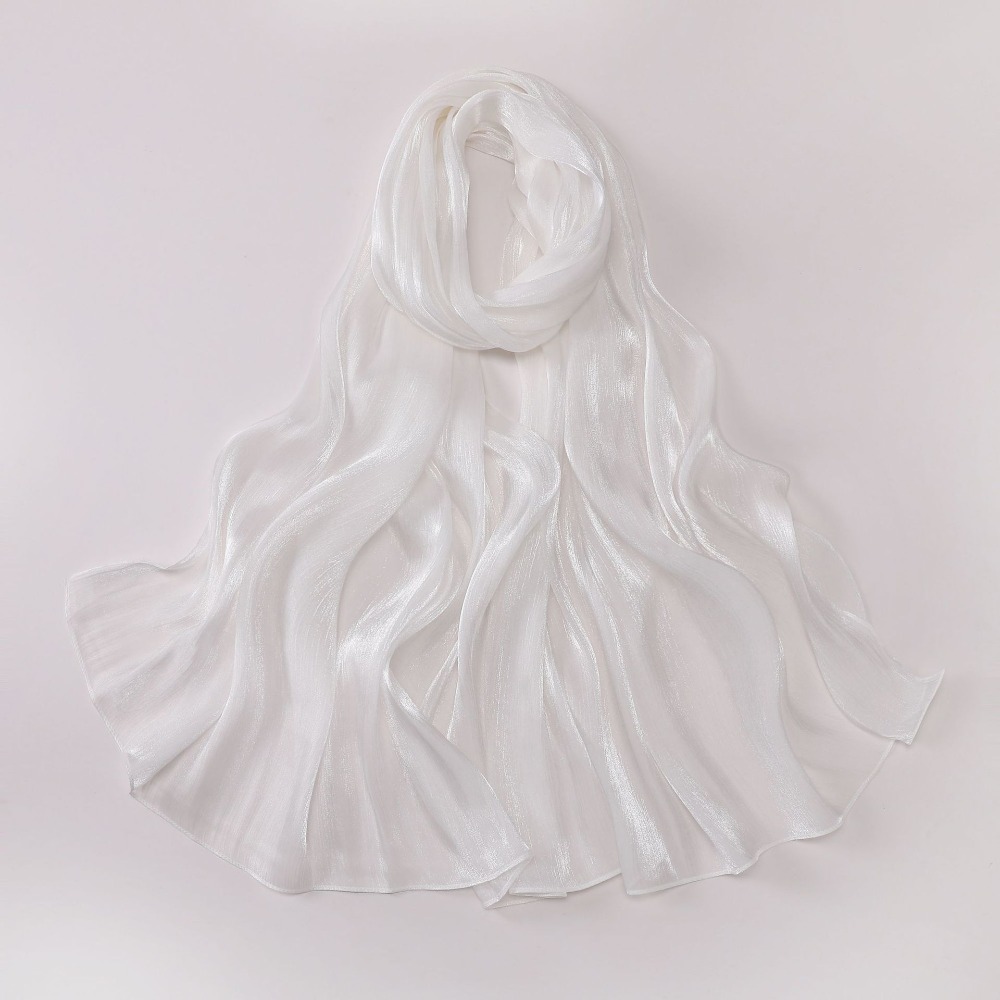 Foulard en soie de couleur unie, voile Hijab brillant en mousseline de soie, châle de protection solaire doux et Long pour l'extérieur