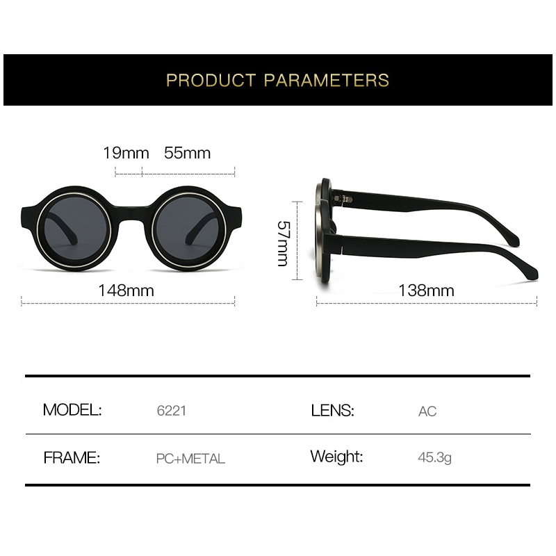 Lunettes de soleil rondes rétro pour hommes, classiques, tendance, circulaires, accessoire de photographie en plein air, UV400
