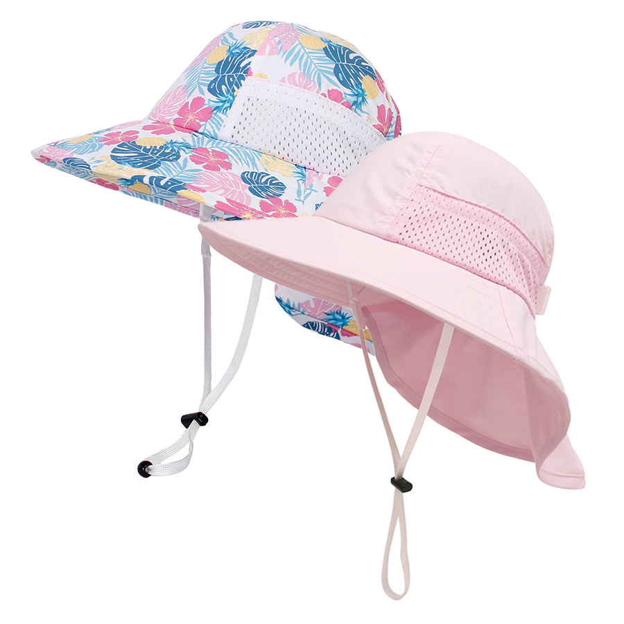 Lot de 2 chapeaux de soleil pour enfants, protection UV, chapeau de plage à large bord et en maille