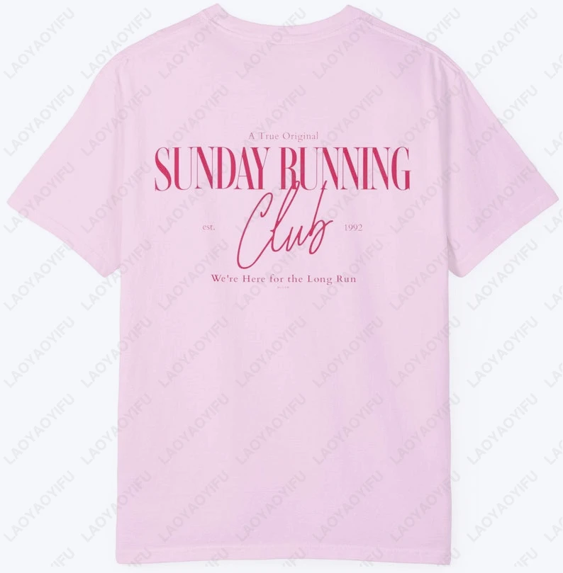 Sunday Running Club chemise motivation mignon esthétique entraînement T-Shirt pour les femmes à la mode meilleur ami cadeau drôle impression couverture en coton