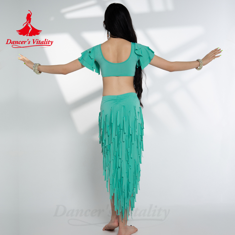 Ensemble de costumes de danseuse du ventre pour femmes, haut sexy + jupe Solo à tambour sexy, 2 pièces, vêtements de danse du ventre orientale, tenue de danse du ventre