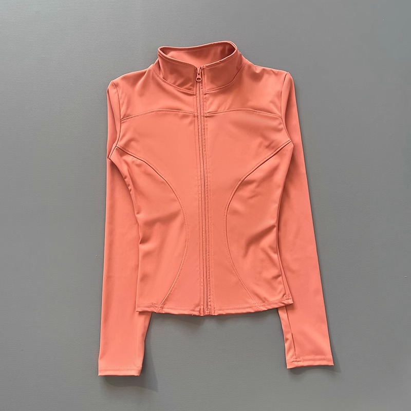 Veste d'entraînement pour femmes, extensible, ajustée, fermeture éclair sur le devant, manches longues, course à pied, Yoga, amincissante, col montant, séchage rapide