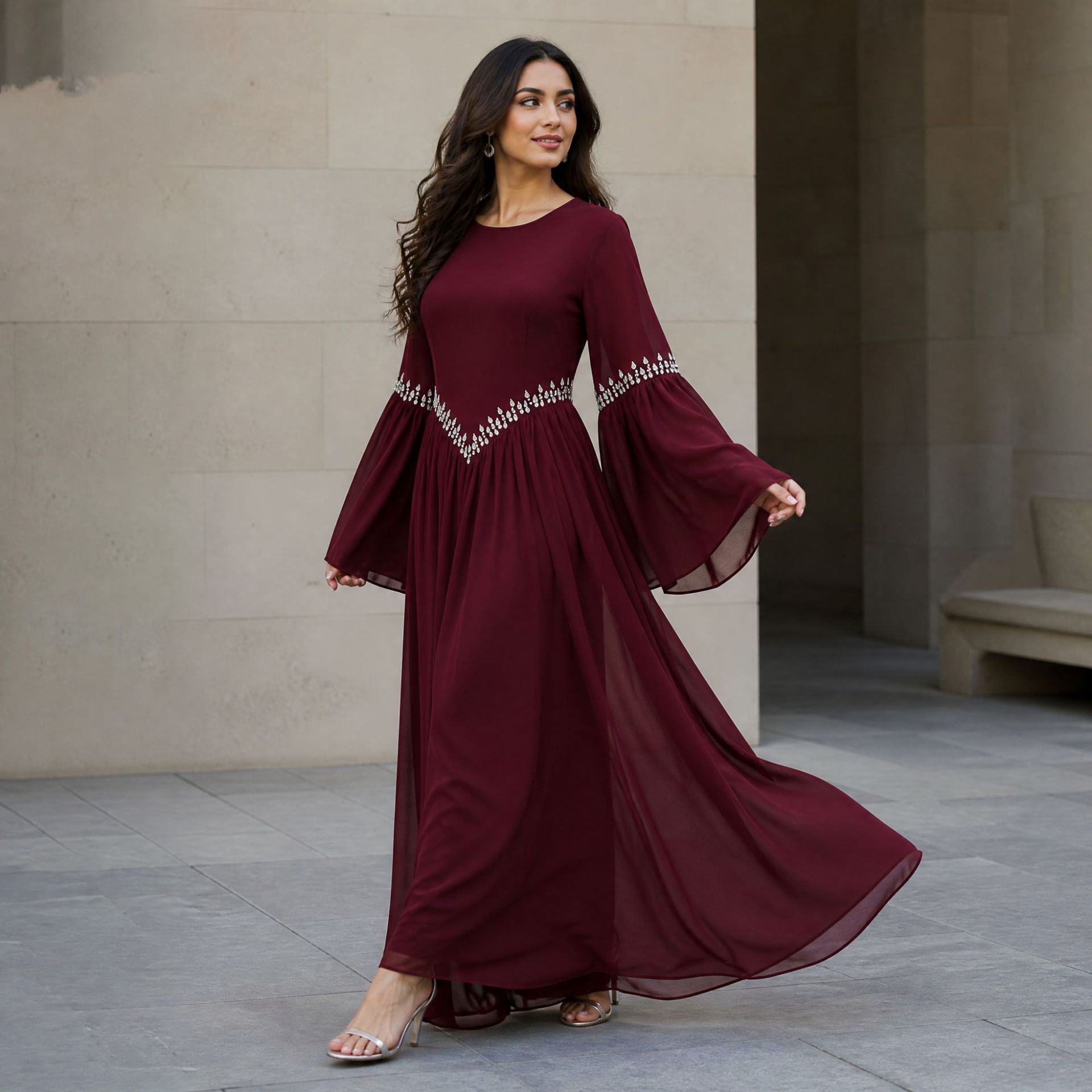 Robe d'Aïd Abaya pour femmes musulmanes, robes ornées de diamants, Jalabiya Abayas, Kaftan à lacets, Islam, Ramadan, Maroc, Dubaï, Vestidos, Robe longue arabe