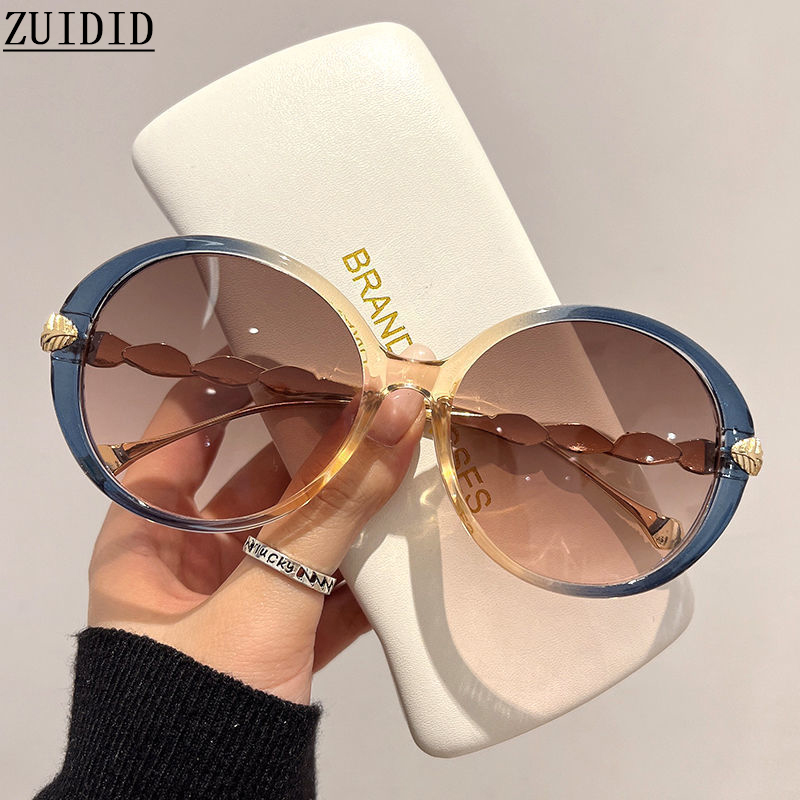 Lunettes De Soleil rondes femmes 2023 surdimensionné luxe mode lunettes Vintage nuances rétro Lunette De Soleil Femme Gafas De Sol Mujer