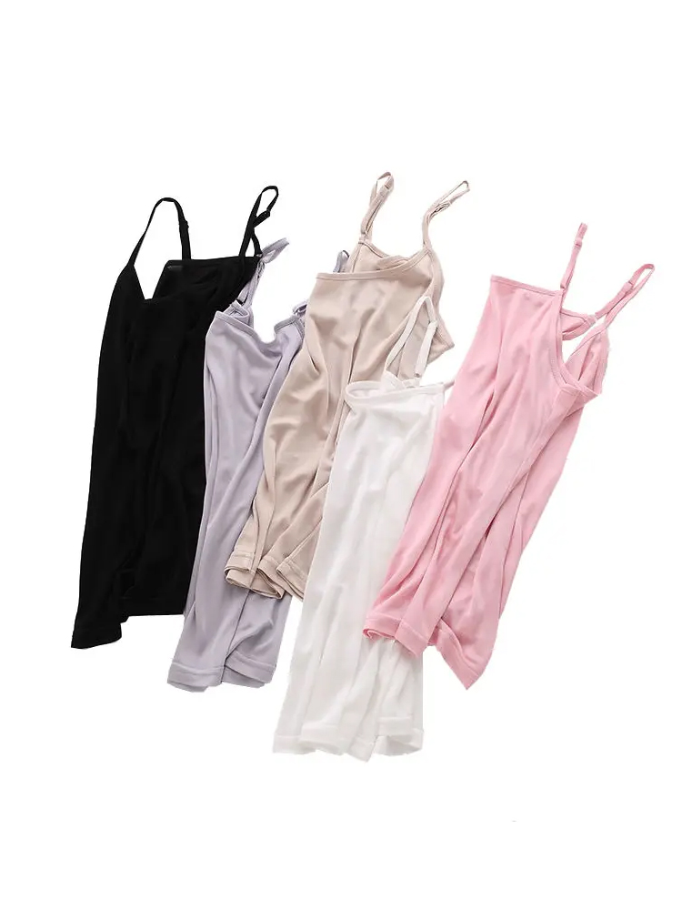 Suyareply-Économie basiques confortables pour femmes, débardeurs réglables, InjCamis, mélange véritable, beige, printemps, été, 2024