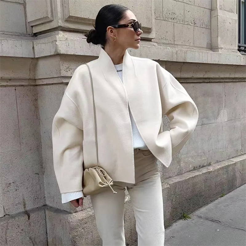 Manteau d'automne pour femmes, beau tempérament ample, veste Cardigan, manteau de tempérament, manches longues, manteau court en laine
