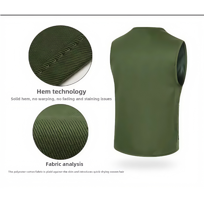 Vêtements de travail gilet multi-poches couleur unie décontracté sans manches fermeture éclair vêtements de travail col en V gilet de volontaire pour la pêche