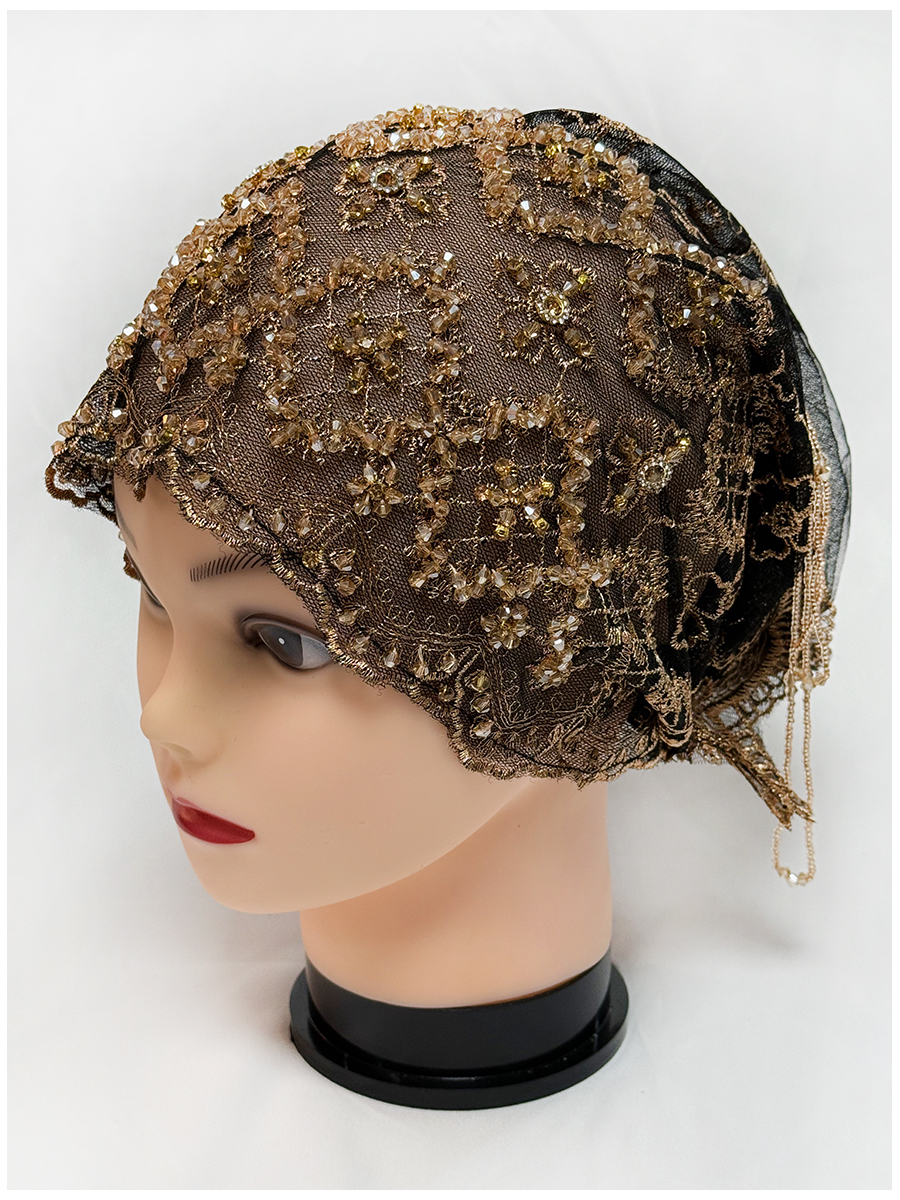 Couvre-tête en tissu maille, brodé à la main, chaîne de perles suspendue, chapeau en acrylique, dubaï, nouveau chapeau de culte arabe musulman, 2025