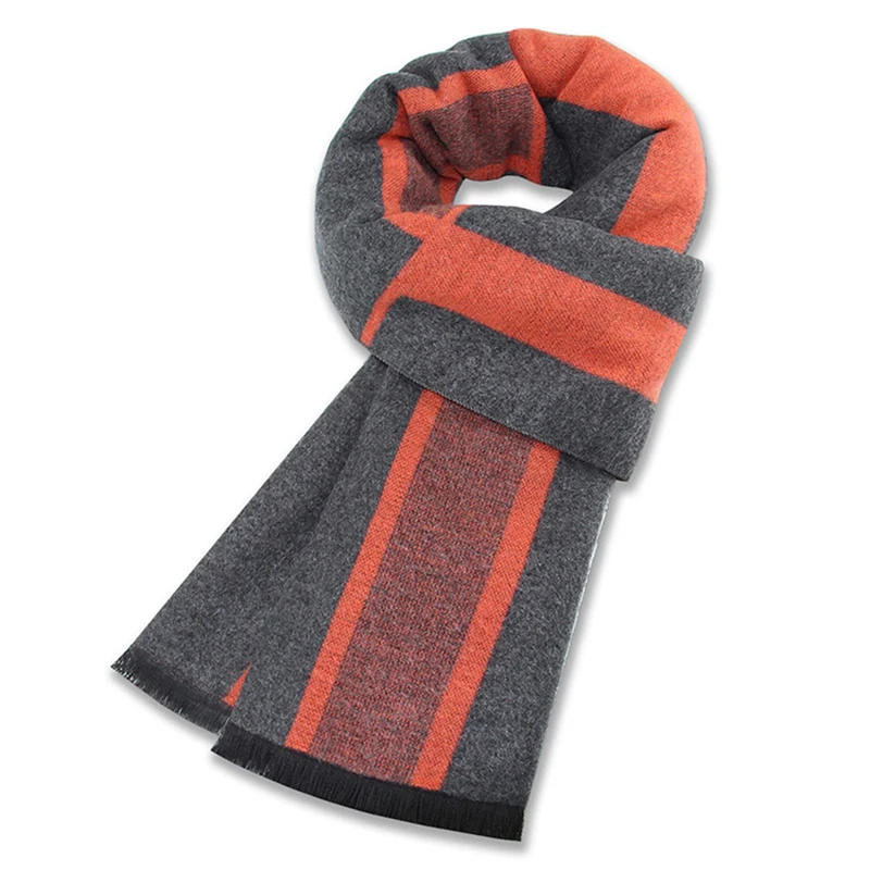 Écharpe de luxe homme hiver chaud laine écharpe pour hommes cachemire foulards décontracté Plaid mâle Long Pashmina extérieur châles homme silencieux cadeau