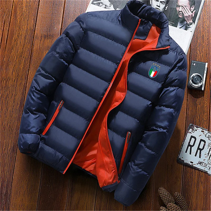 Parka de camping en plein air épaissie pour hommes, manteau de mode pour hommes, veste monochrome, Stand UR, hiver