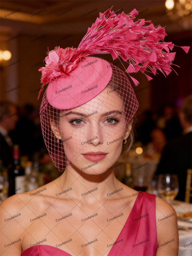 Navy voiles fleur pilulier Fascinator chapeau église mariage mariée église pilulier casquette femmes dames Royal Ascot casque pince à cheveux