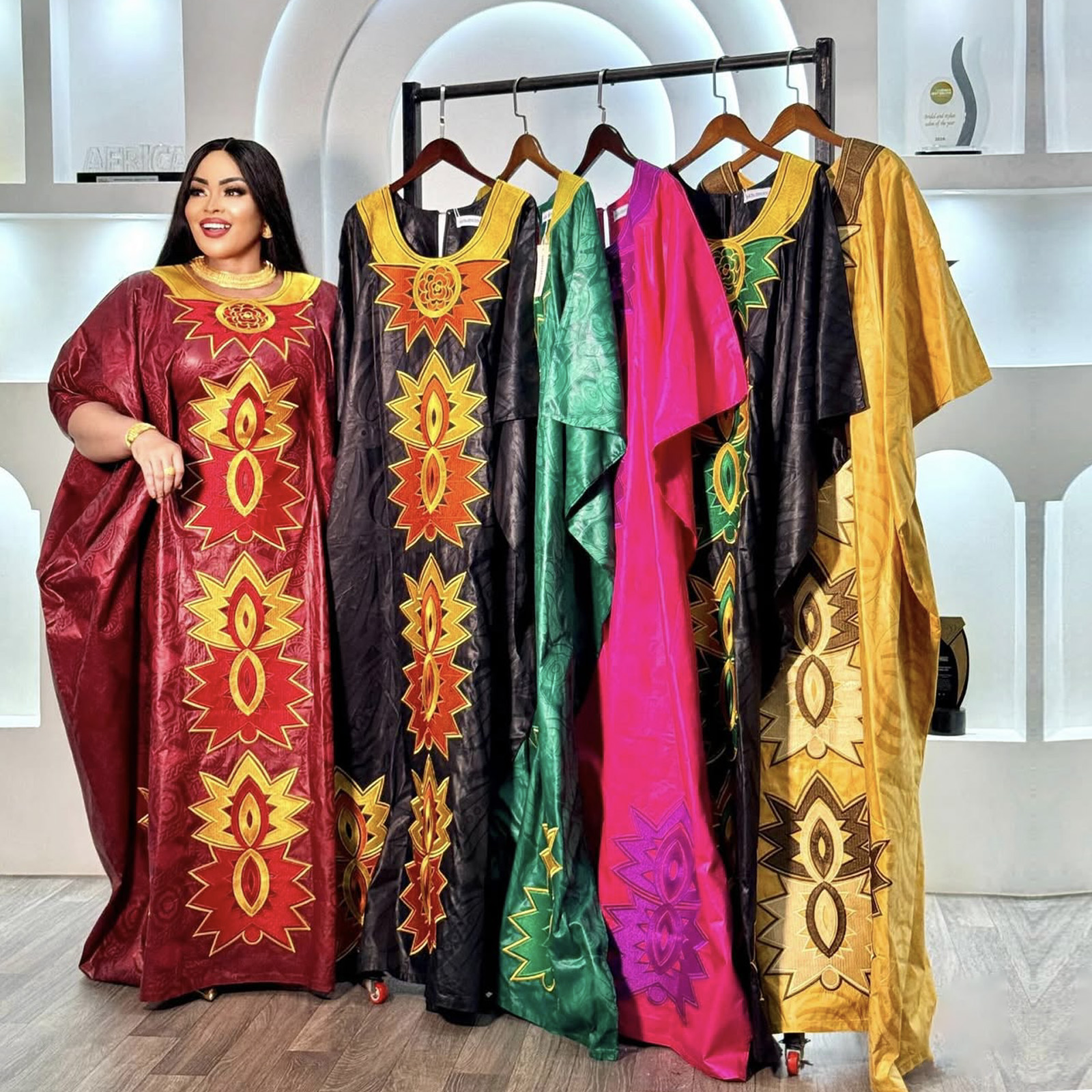 Tenue africaine pour femmes Abaya broderie grande taille robe d'église de fête élégante