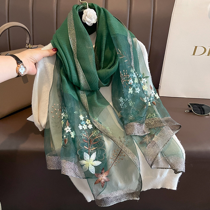 Écharpe en laine chaude pour femme, châles monochromes, pashmina floral Bufanda, écharpes de luxe brodées, hiver, nouveau, 2023