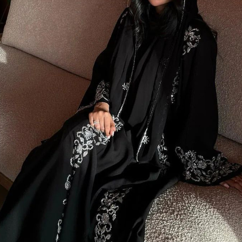 Femmes musulmanes robes 3 pièces ensembles écharpe Abaya diamants Ramadan marocain dubaï caftan fête robes arabe longue Robe Abayas costumes