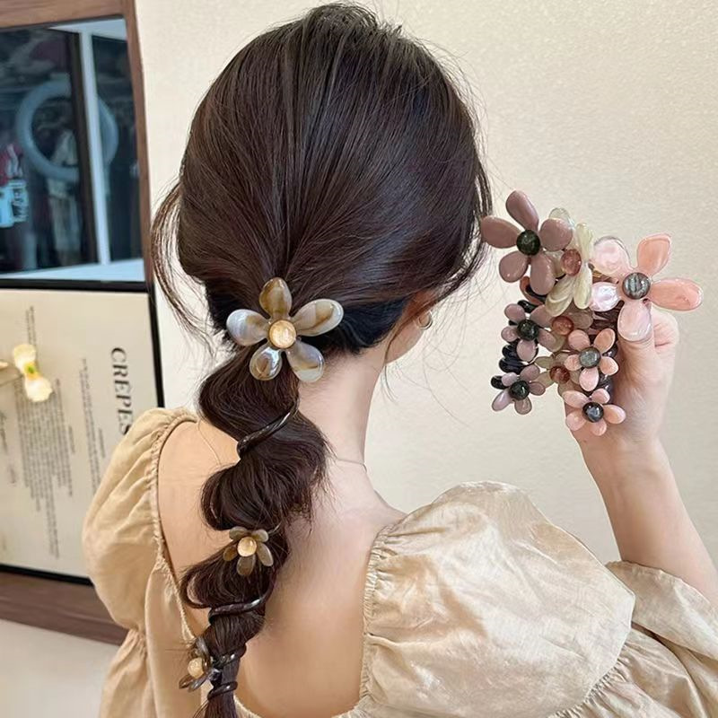 Élastiques à cheveux pour femmes, avec fleurs en perles, doux, élégants, tendance, accessoires pour cheveux à haute élasticité pour filles