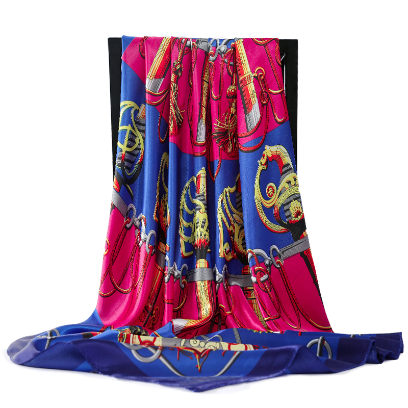 Châles de luxe imprimés 90x90cm, écharpes en soie quatre saisons, bandanas populaires protection solaire, Europe et amérique