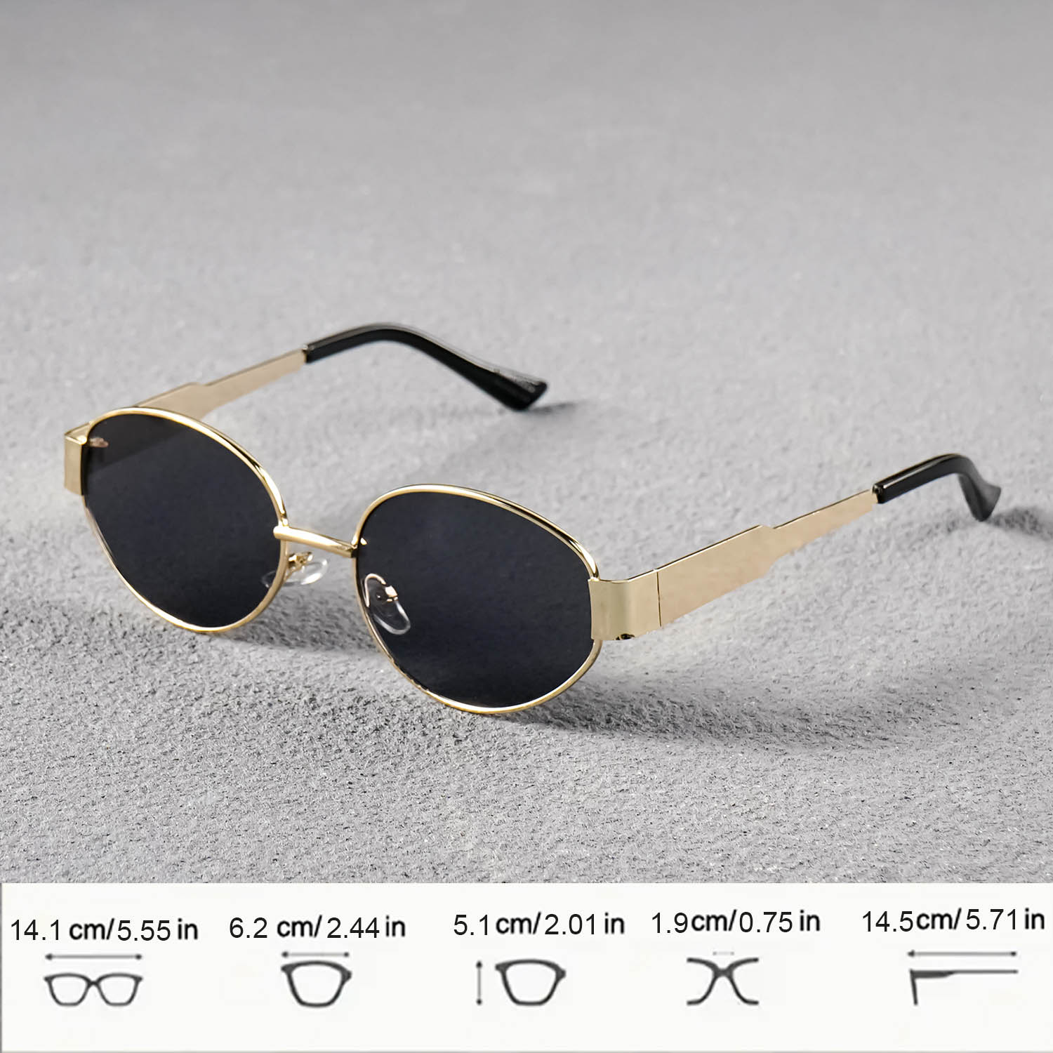 Lunettes de soleil ovales vintage en métal pour femmes, monture dorée de luxe, lunettes de soleil tendance, lunettes de voyage, lunettes de mode