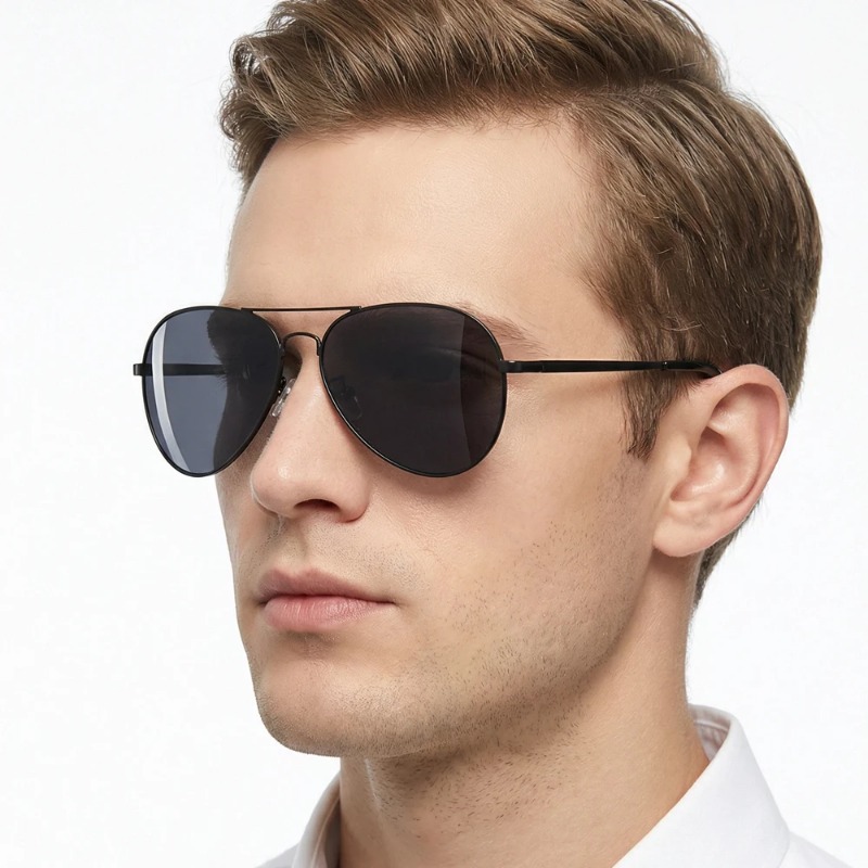 Lunettes de soleil classiques Big Pilot pour hommes, lunettes de soleil d'aviation en métal noir de luxe, lunettes de soleil de mode pour hommes, lunettes de soleil pour la conduite et les vacances, UV400