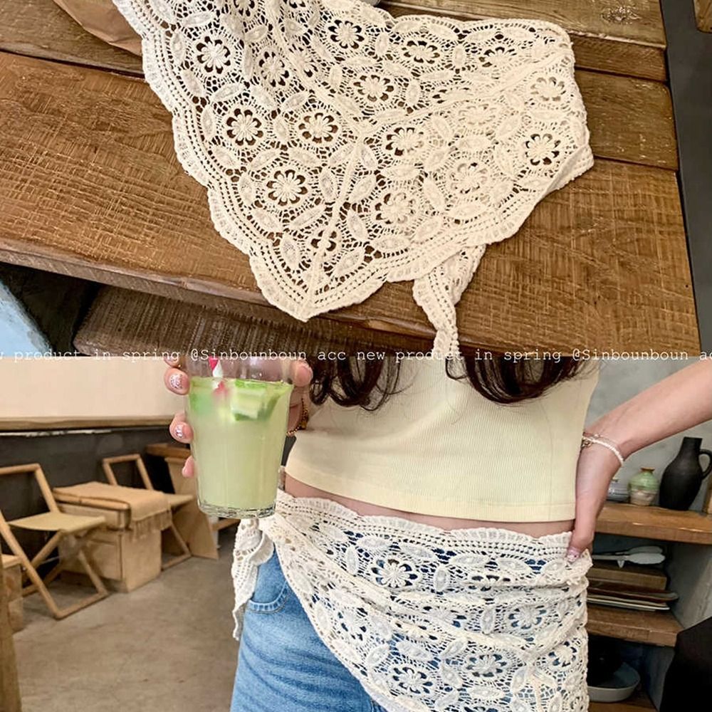 Rétro faux col dentelle châle Cape Cape dentelle Triangle écharpe vêtements décoration blanc hanche écharpe été