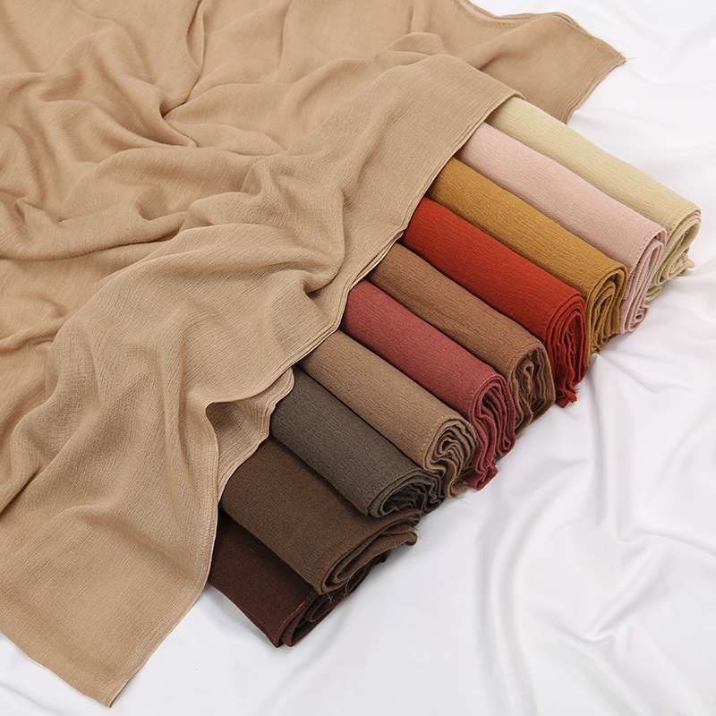 Écharpe Hijab en Rayonne Froissée pour Femme Musulmane, Châle de Sauna Solide, Enveloppe de Grande Taille, Turban Islamique Uni, Bandes de Sauna, Offre Spéciale