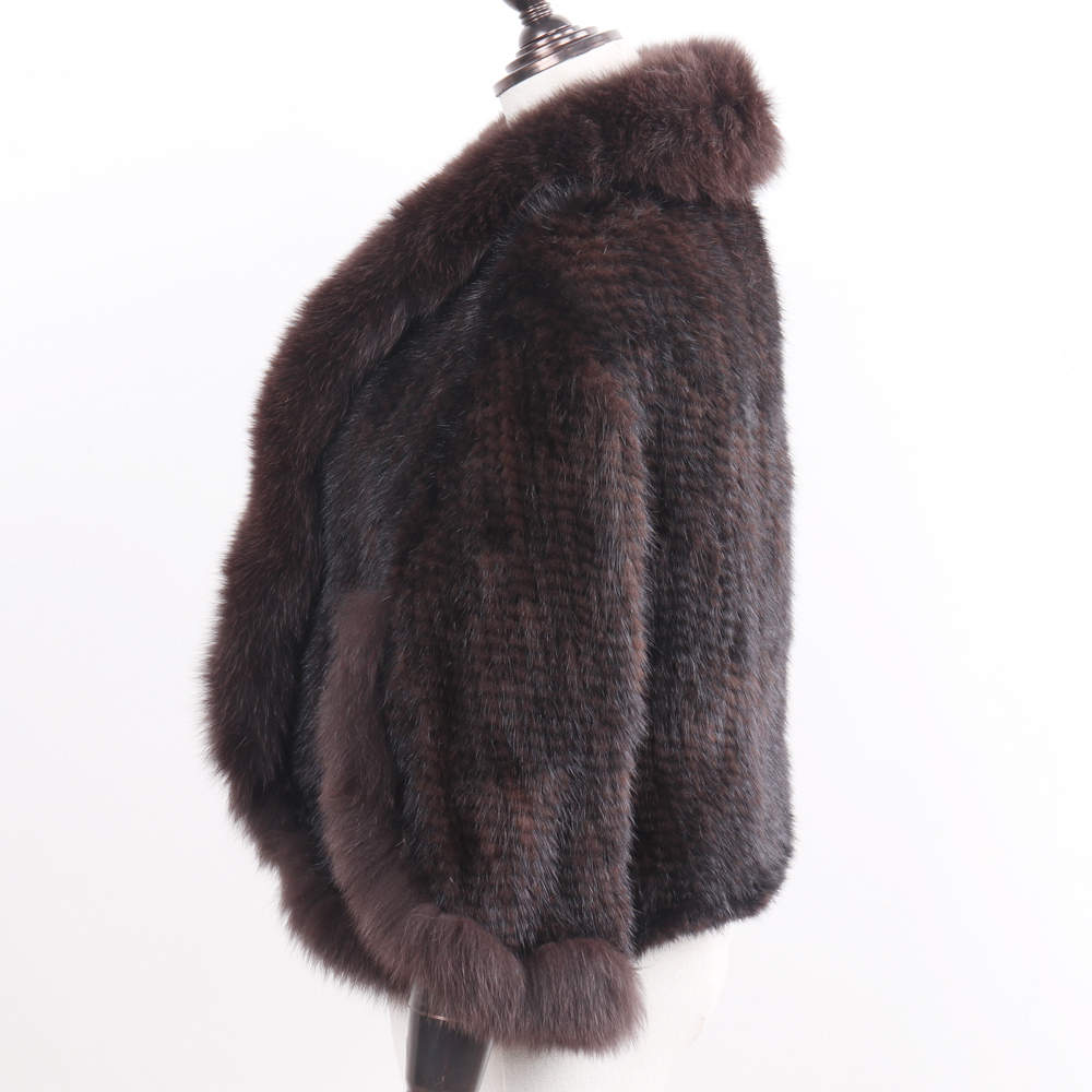 Nouveau véritable fourrure de vison naturelle Pashmina femmes mode tricoté écharpe de fourrure de vison dame vraie fourrure de vison et col de fourrure de renard Poncho châle