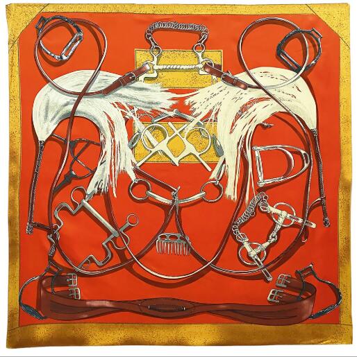 Foulard en soie sergé pour femmes, 130CM, grand châle, étoles, ceinture, chaînes, carré imprimé, bandana enveloppant