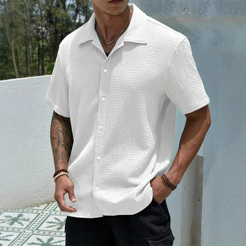 Chemise décontractée pour homme, manches courtes, vêtements masculins, streetwear hip-hop, hauts amples, t-shirt noir et blanc, chemise ample tendance pour homme