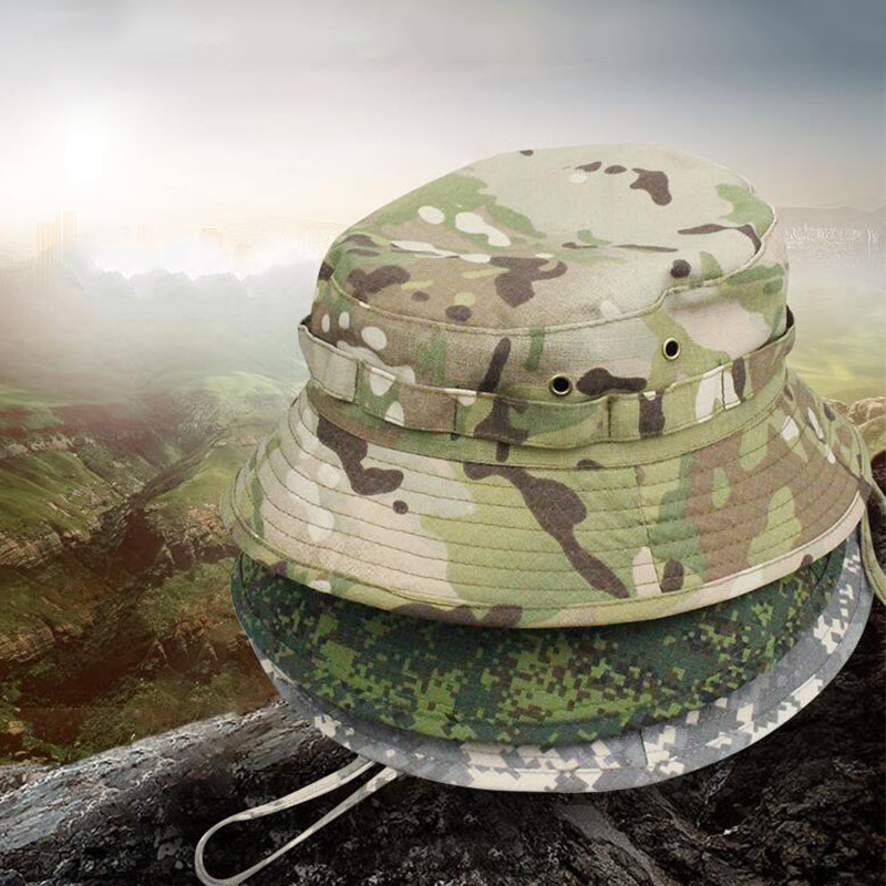 Chapeau Panama pour homme, chapeau bob tactique camouflage, chapeau de protection solaire pour les activités de plein air, randonnée, camping, pêche, chapeau de plage pour homme